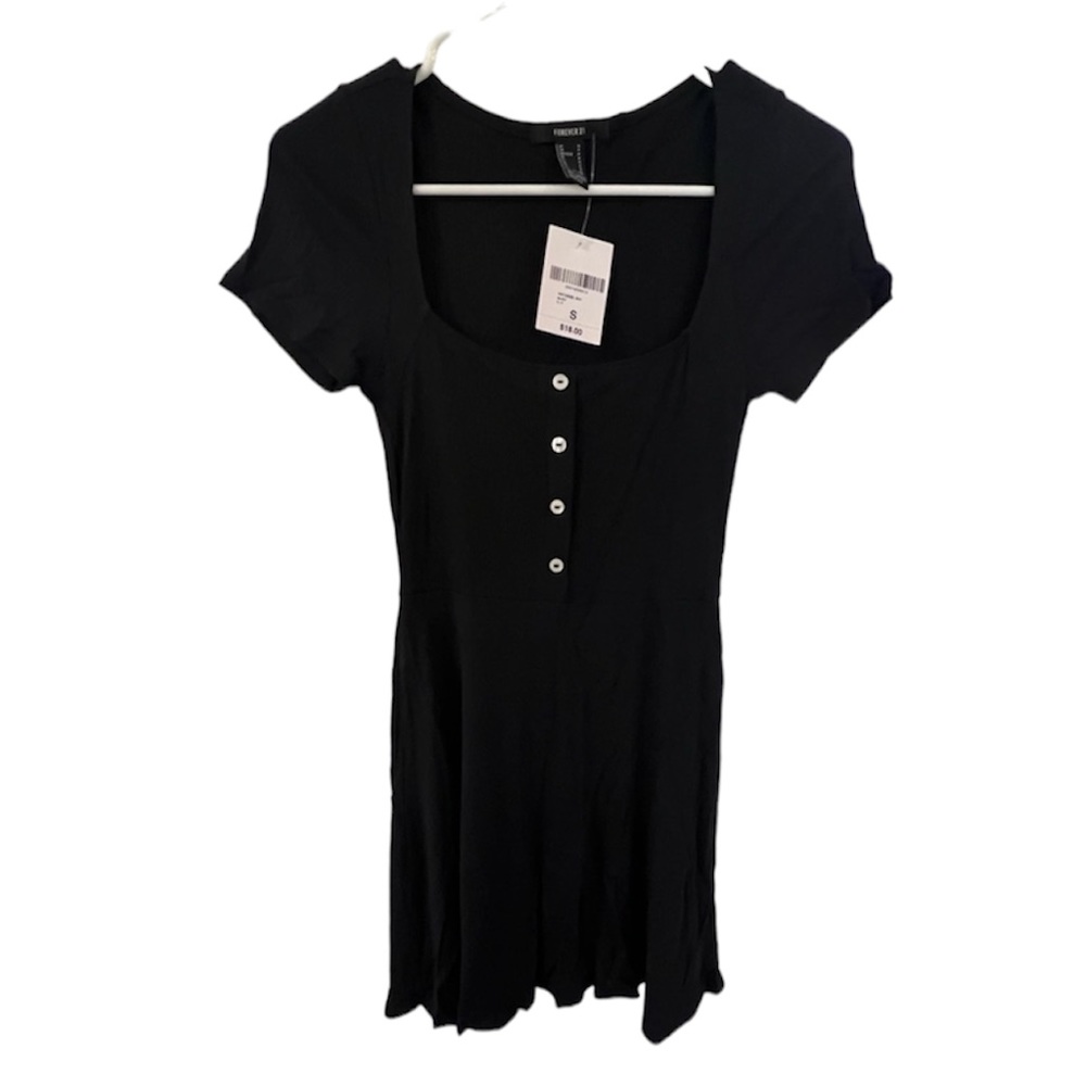 Forever 21 NWT Black Square Neck Mini Dress
